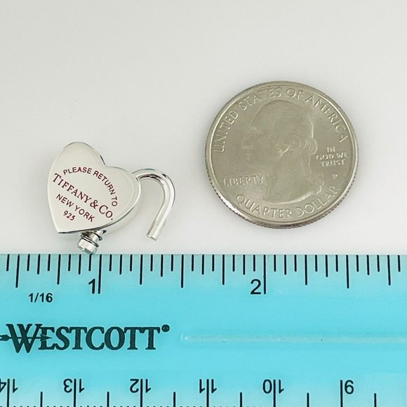 RARE Return to Tiffany Heart Padlock Charm Pendant in Red Enamel and Silver - Picture 6 of 6